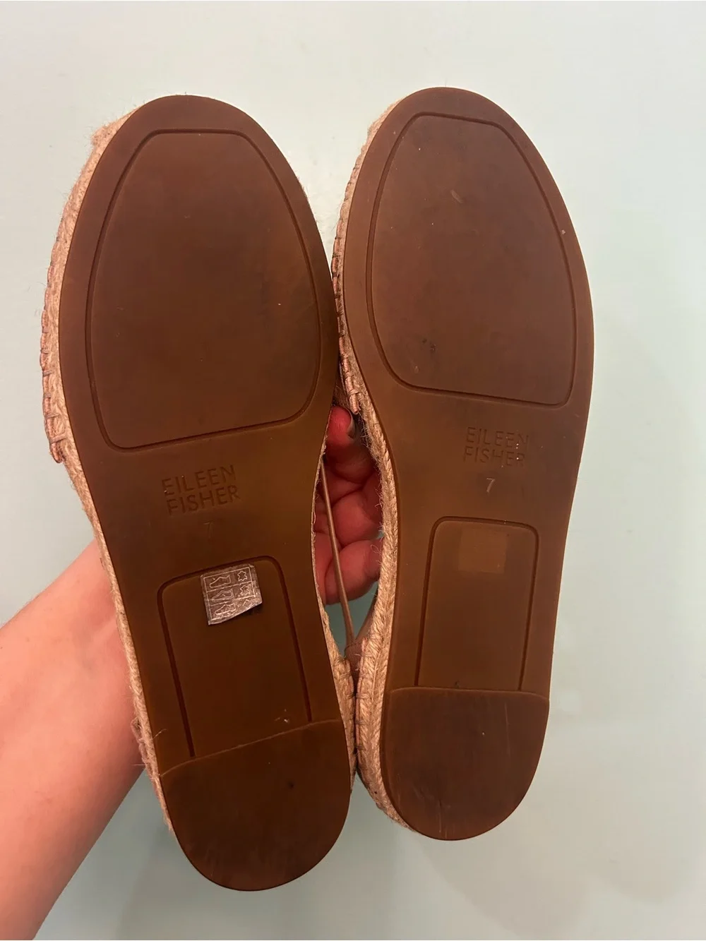 Eileen Fisher Women's Washed Blush Leather Espadrilles Shoes Sz US 7